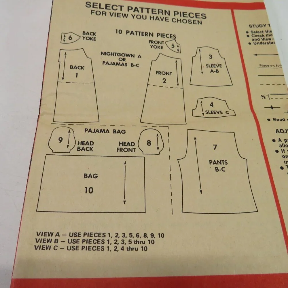McCall's 3798 kids nightgown, pajama bag/doll, top, shorts, pants sewing pattern